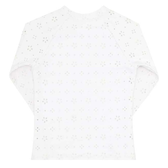 Minnow Girls White Eyelet Long-Sleeve Rashguard - Size 9/10 - Picture 11 of 11